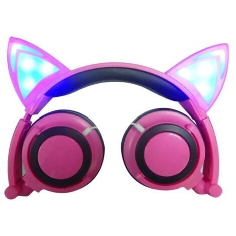 Casque de Musique Pliable avec Oreilles de Chat et LED pour Ordinateur PC Téléphone - Créatif et Stéréo (1/4)