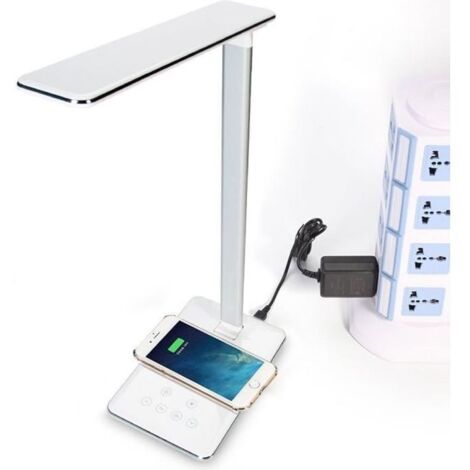Lampe de Chevet LED avec Chargeur Sans Fil - Touch control en Alu - Port USB (1/4)