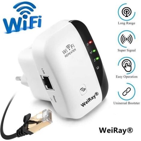 WEIRAY® Amplificateur WiFi Repeteur Booster de signal sans fil WiFi extender 300M WLAN 802.11n/g/b (1/4)