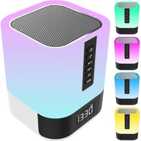 Enceinte Bluetooth Portable,Haut-parleur portatif sans fil de Bluetooth avec la lumière de 7 couleurs LED-10W-Avec réveil (1/4)