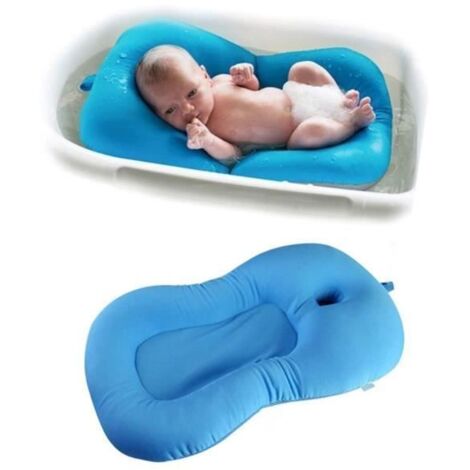 Tapis de bain bébé nouveau-né pliable bébé bain baignoire coussin chaise étagère (Blue )