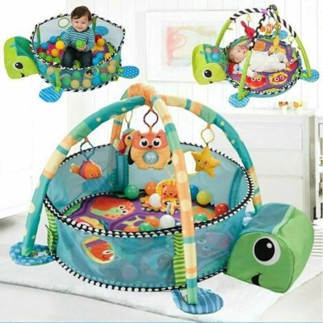 Tapis d\'éveil bébé évolutif Disney Princesses - Tortue - Avec piscine à balles et 5 jouets d\'activité (1/4)