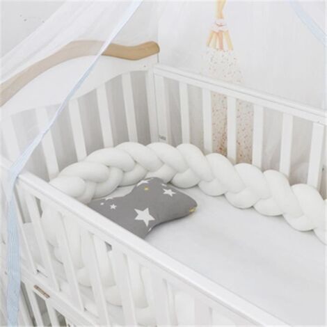 Tour de Lit Coussin Serpent 3M - Blanc - Pare-chocs Tressé - Protection Bébé