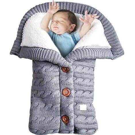 Nid d\'ange tricoté ROCK pour bébé - Convient de 0 à 12 mois - Gris (1/4)