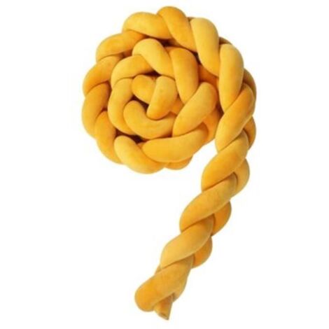 3M Tour de Lit Coussin Serpent Coussin Tressé Pare-chocs Velours Protection Bébé- Jaune