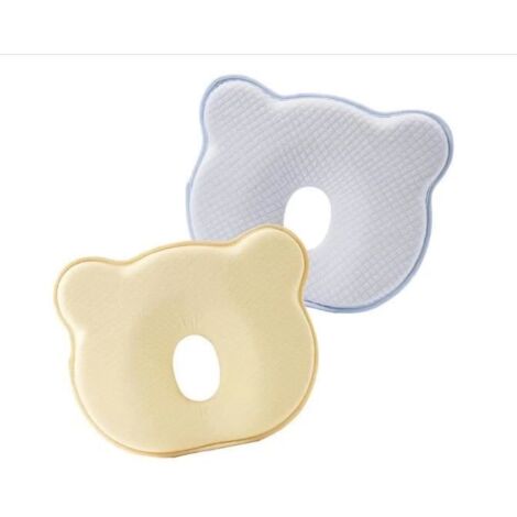 Lot de 2 Coussin bébé Anti Tête Plate, Oreiller Mémoire de Forme par la Plagiocéphalie et Traitement (Bleu + Jaune)