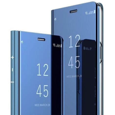 Luxe Coque Huawei P30 Pro, Integral Coque Folio Protection Cuir Souple Translucide Miroir avec Support, Bleu (1/4)