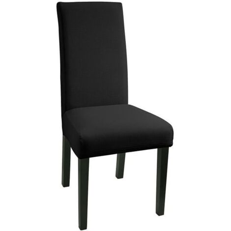 Housse de Chaise - Stretch-Housse Bi-élastique - Noir - 6 pièces - Lavable - Microfibre (1/4)