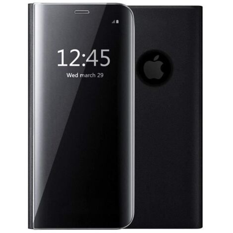 Etui Housse Coque iPhone Xs/X 5.8\" Clear View Etui à Rabat Smart Cover Stand Miroir Antichoc Coque Pour iPhone Xs/X 5.8\",Noir (1/4)