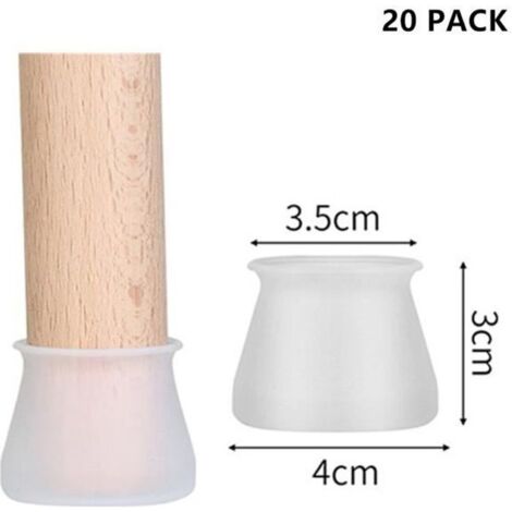 lot de 20 Housses de protection en silicone pour meubles - Protection des pieds antidérapants - Pour pieds de chaise, pieds ronds, (1/4)