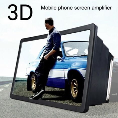 Agrandisseur d\'Écran Loupe 3D Portable Élargie Amplificateur Vidéo Film HD Support Table pour Téléphones - NOIR