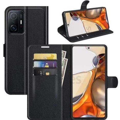 Etui Housse Xiaomi 11T Noir en PU Cuir avec protection antichoc Support fonction Xiaomi 11T (1/4)