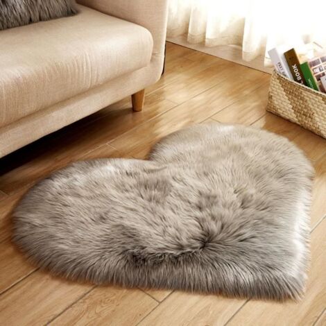 Tapis peau en imitation laine - dx589 - Gris - 40cm de largeur (1/2)