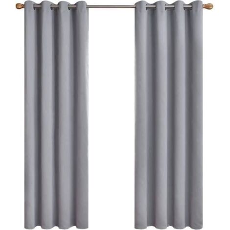 8PCS -Rideau Occultant - HAOPYOU - Gris - 140x262 cm - Isolant Anti Froid (1/4)