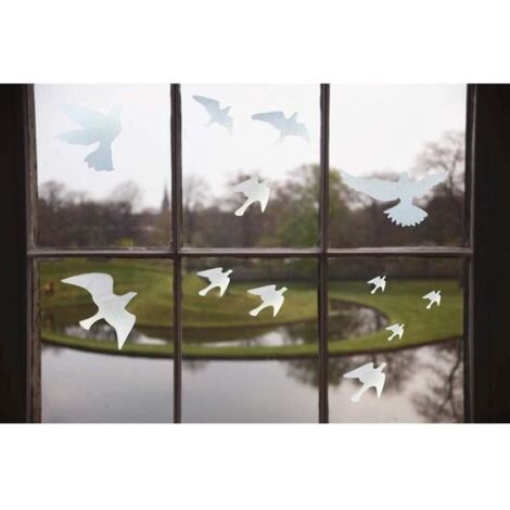 Stickers fenetre,Lot de 12 autocollants d\'alerte anti-collision pour fenêtre et porte en verre, protection des oiseaux - transparent (1/4)
