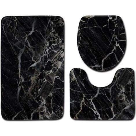 Tapis de Bain - Non spécifié - 50x80cm - Marbre Noir - 3 pièces - Moderne (1/4)