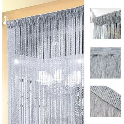 Rideau - TEMPSA - 100x200cm - Polyester - Argent gris - Design contemporain (1/4)