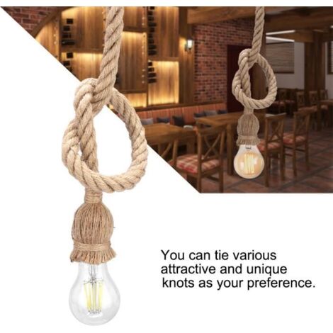 Corde de chanvre fil électrique porte lampe cordon bricolage E27 ampoule suspension lumière industrielle fil éle Bon Matériel -TUN