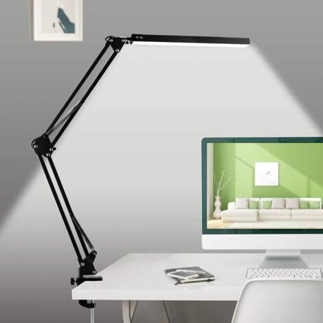 Lampe de Bureau LED, Lampe D\'Architecte 8W, Lampe Bureau Pince, Bras RéGlable Pliable, Protection Oculaire, 3 Températures de Co,79 (1/4)