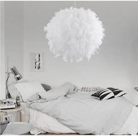 Suspension en plume blanche - CWU - Taille S - E27 - Métal - 479g (1/4)