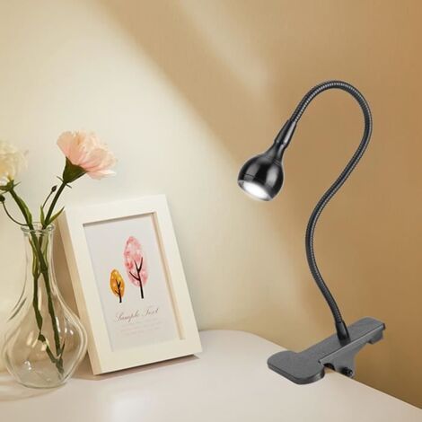 Lampe de table à LED - FDIT - Modèle à pince - Blanc - Articulée - Design contemporain (1/4)