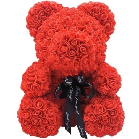 Rose Ours éternel Fleur Ours en Peluche Fleurs artificielles Saint Valentin Anniversaire de Mariage Anniversaire Cadeaux Jouets (Re (1/4)