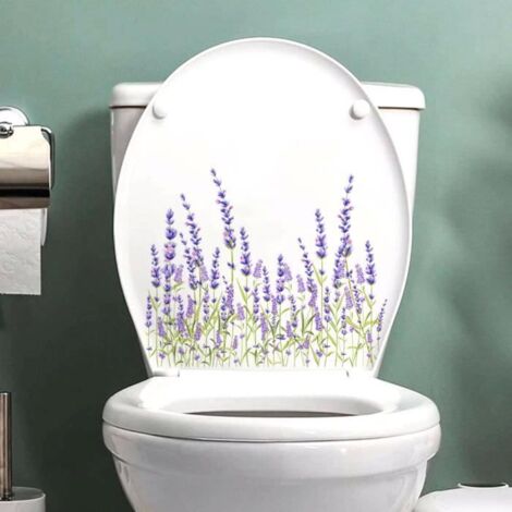 Violet Lavande Sticker Mural Salle De Bains Toilette Décor À La Maison Sticker Décoratif Auto-Adhésif Sticker Mural (1/4)