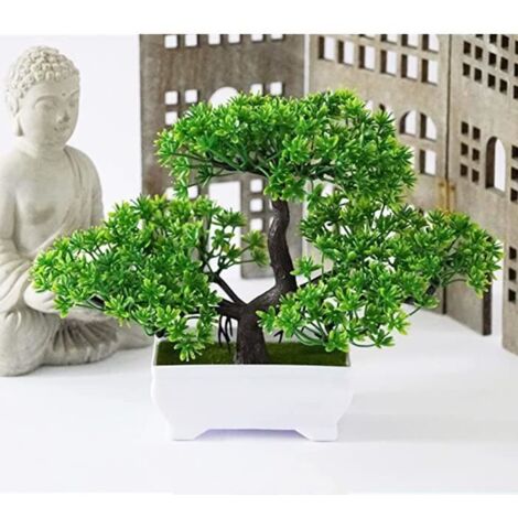 Bonsai Artificiel Realiste, Decoration Interieur et extérieur, Plante en Pot, Maison, Chambre Bureau 23x16cm Plante Verte