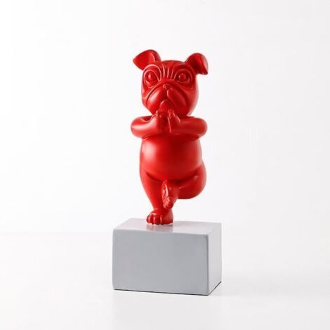 Statue - Bouledogue Français - Résine - 9,9 x 9,9 x 24,9 cm - Décoration Intérieure - Rouge (1/4)