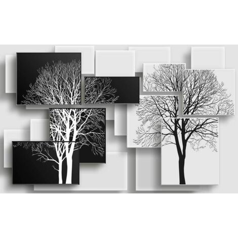 Tableau graphique arbres sur toile intissé 80x50 cm – Impression UVgel pour couleurs profondes – Finition mat premium – Hxadeco