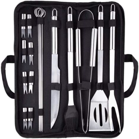 Ensemble d\'outils de barbecue en acier inoxydable LEYTN - Kit barbecue portable pour extérieur/camping/jardin (1/4)