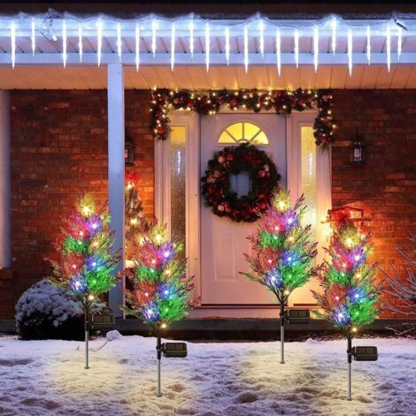 Arbre de Noël décoration d\'Halloween 4pcs lumière solaire extérieure de jardin, lumière LED colorée, pelouse imperméable à l\'eau (1/5)