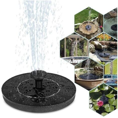 Pompe Fontaine Solaire Extérieure, 2.5W Fontaine Solaire Flottante avec Batterie, 4 Buses, Pompe Solaire Bassin Exterieur (1/4)
