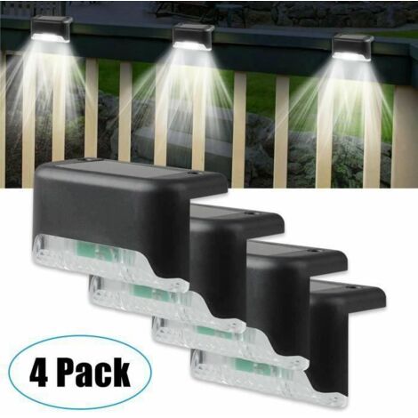 4 Pack Lumières solaire de clôture Lampe Solaire Extérieur escalier clôture terrasses décoration étanche Blanc chaud (1/4)