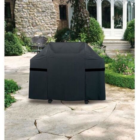 Housse de protection pour Barbecue - LESHP - 145x61x117cm - Polyester imperméable - Noir (1/4)