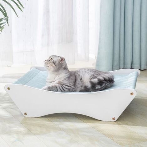 Hamac pour chat - Naturel - Bois massif - Amovible et lavable - Support surélevé - Confort en toutes saisons (1/4)
