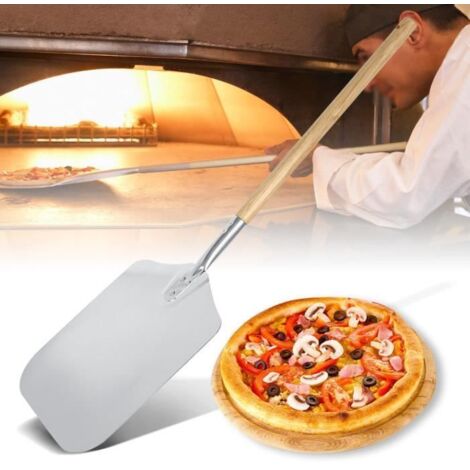 Pelle à Pizza avec Manche en Bois Pelle pour Four Pain en Alliage d\'aluminium Pelle pour Four à Pizza Pelle à Pizza Rectangulaire (1/4)