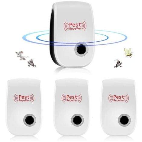 Appareil Ultrason Souris,Répulsif à Ultrasons pour Souris Répulsif Intérieur Dispositif Anti Souris Insectes, Cafards, 4 Pack (1/4)