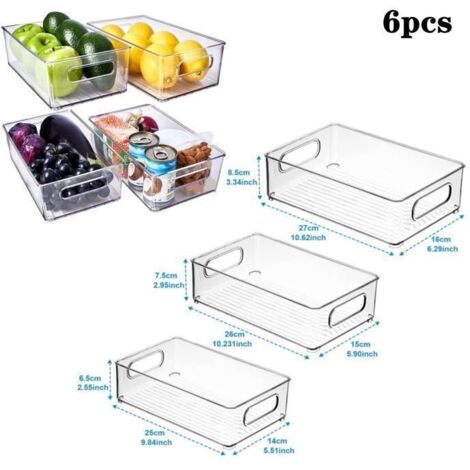 Bacs de Rangement Frigo Transparent 6Pcs Boite de Rangement Cuisine Organisateur pour la cuisine, les armoires et les comptoirs (1/4)