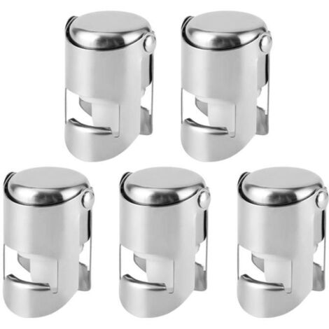 ☀5 pcs Champagne Bouchon Vin Boissons Bouteille Scellant pour La Maison Bars Utilisation, Acier Inoxydable☀-GOL (1/4)