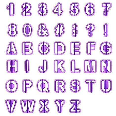 40pcs Emporte Pièce Lettres Alphabet Nombre Découpoirs pour Décoration Pâte à Sucre, Biscuit, Gâteau (1/4)