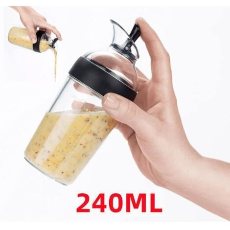 Shaker à Vinaigrette,Jus de Mélange Bouteille,Mélangeur à Vinaigrette,Sauce de soja Mélangeur,pour Sauce,Cuisine,Sirop,Huile(240ML)