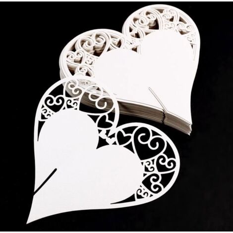 50x Etiquette Marque-verre Porte-Nom Marque-Place Coeur symétrique pour mariage
