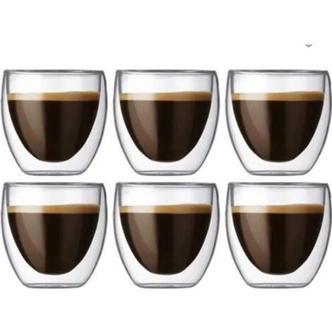 Verres à expresso double paroi Creano - Lot de 6x80 ml - Effet flottant - Verre borosilicate (1/4)