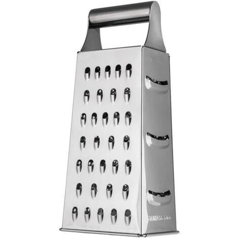 Râpe à 4 faces,Acier Inoxydable,Râpe de Cuisine pour râper fin et gros, Boîte à Râpe pour Fruits,Légumes,Carottes,Fromage (1/4)