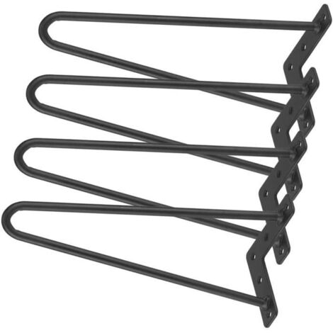 Lot de 4 Pcs Pieds de Table Basse en Épingle à Cheveux 2 Tiges Pieds de Meuble en Métal Noir Remplacement Pieds pour Table Chaise (1/4)