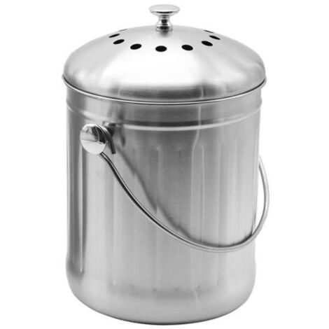 5L Seau à compost en acier inoxydable pour comptoir de cuisine - Seau à compost Seau de cuisine Compost avec couvercle (1/4)