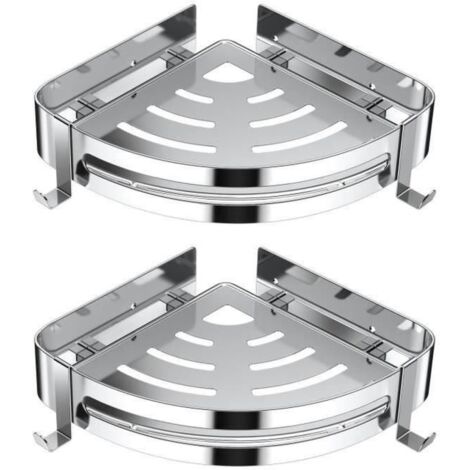 Étagère d\'angle - Misounda - Acier inoxydable - Triangulaire - 2 pièces - Salle de bain et cuisine (1/4)