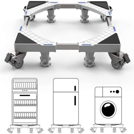 DEWEL Support de machine à laver avec 4 Roues Base de Réfrigérateur de lave-linge et sèche-linge Réglable en longueur 45cm-69cm (1/4)