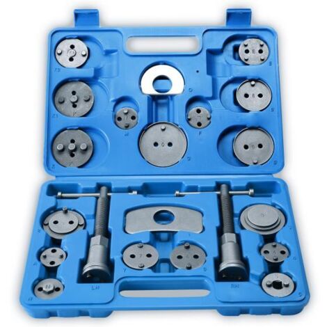 Tresko – Coffret repousse piston d'étriers de freins – Set de 22 pièces – Adaptateurs pour véhicules avec frein à main intégré – Outil professionnel